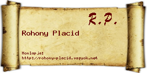 Rohony Placid névjegykártya